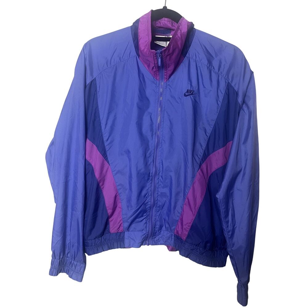 Vintage NIKE Windbreaker Nylon Jacket Women’s Sz Large Blue Purple Lightweight